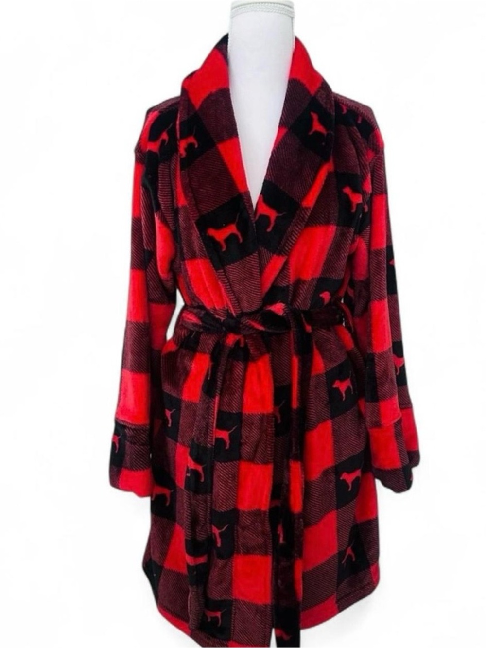 PINK Victoria's Secret Red and Black Plaid Robe XS / S